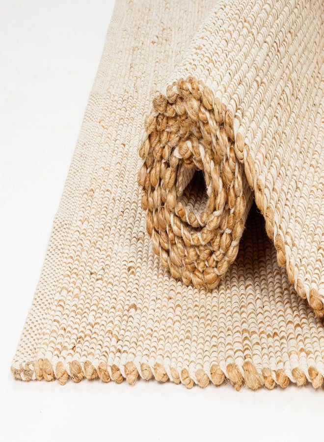 KEMA Jute Cotton Area Rug - 8'x2' Natural Hand Woven Reversible Entry Area Rugs Vintage Farmhouse Bohemian Rectangular Floor Rug for Bedroom, Kitchen, Living Room, Indoor-Outdoor - Image 1